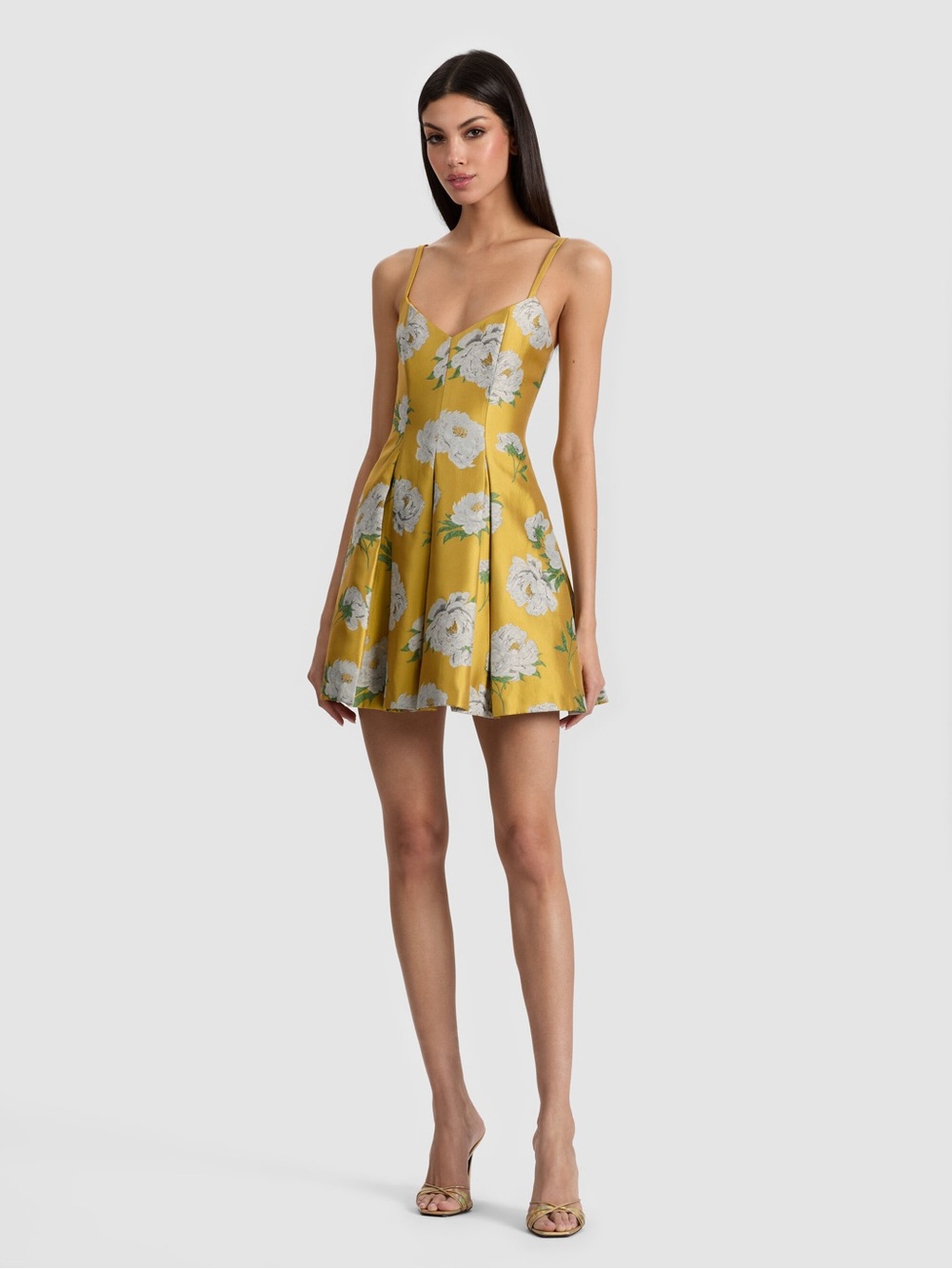 Alice & Olivia Isabelle Scoop Neck Pleated Flare Dress - Picture 5 of 8